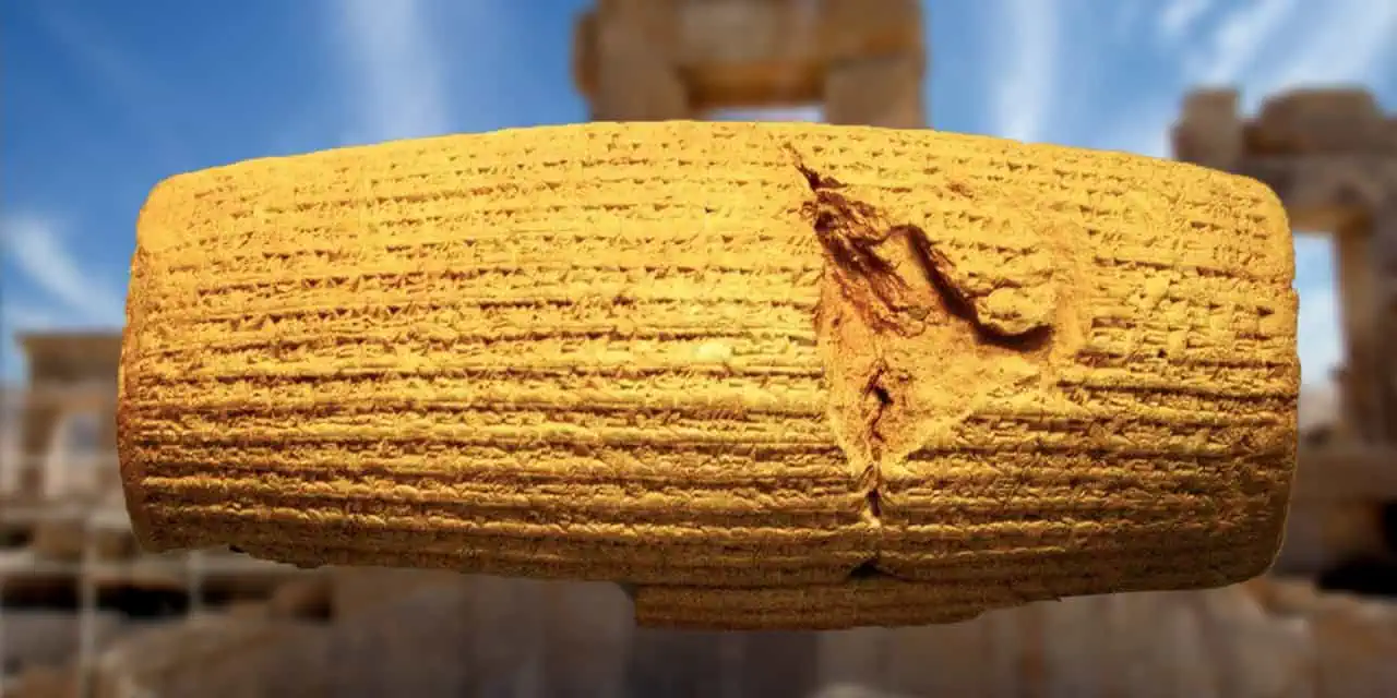 Der Kyros-Zylinder als eines der frühesten Dokumente mit Bezug zu Menschenrechten angesehen