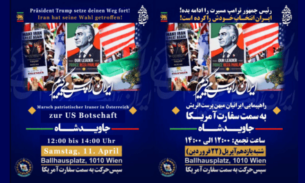Demo: Marsch patriotischer Iraner in Österreich zur US‑Botschaft am 11. April 2026