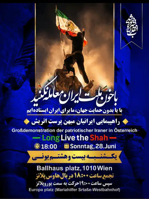 Marsch patriotischer Iraner in ÖsterreichWien, 28.06.2026